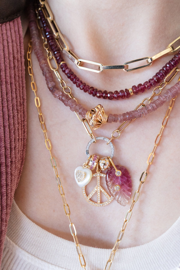 Medium 14K Gold Diamond Peace Sign Charm