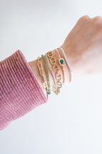 14K Gold 3.69ct Baguette Emerald Tennis Bracelet