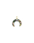 14K Gold Diamond Abalone Crescent Horn Charm