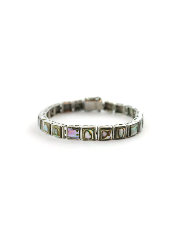 6mm Sterling Silver Abalone Square Tennis Bracelet
