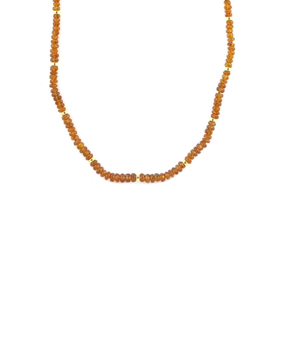 Amber Kyanite Gold Rondelle Necklace