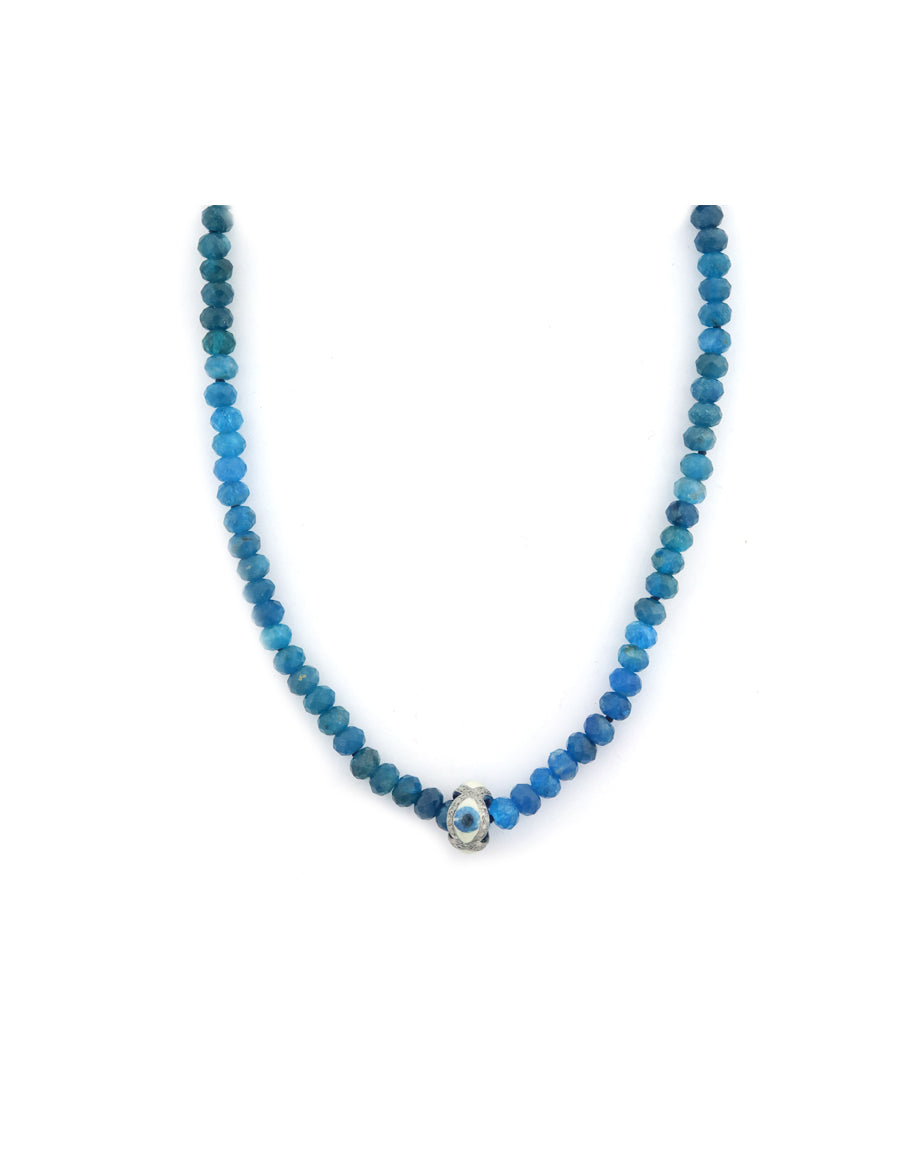 Silver Diamond Cosmic Spacer Apatite Necklace