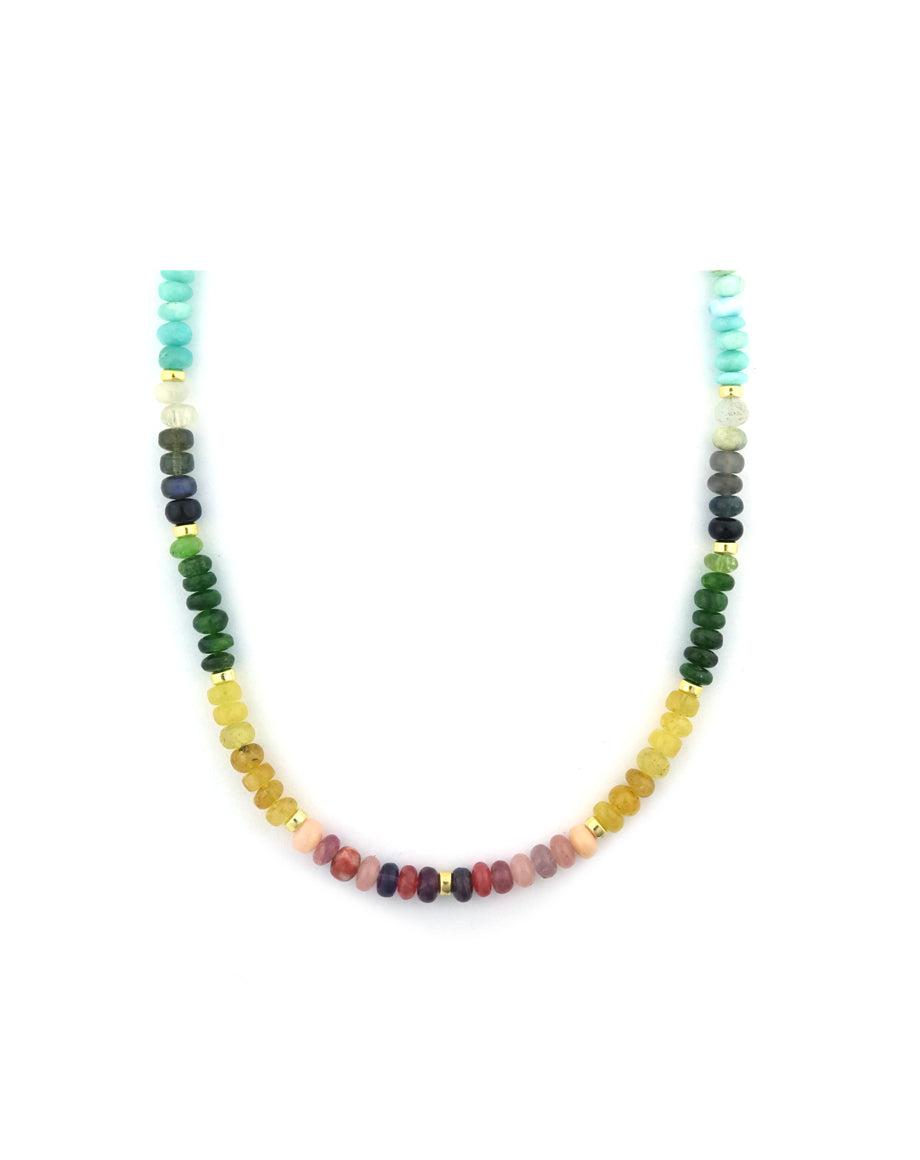 5mm Autumn Mixed Gem Rondelle Necklace
