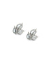 14K White Gold Diamond Trio Leaf Studs