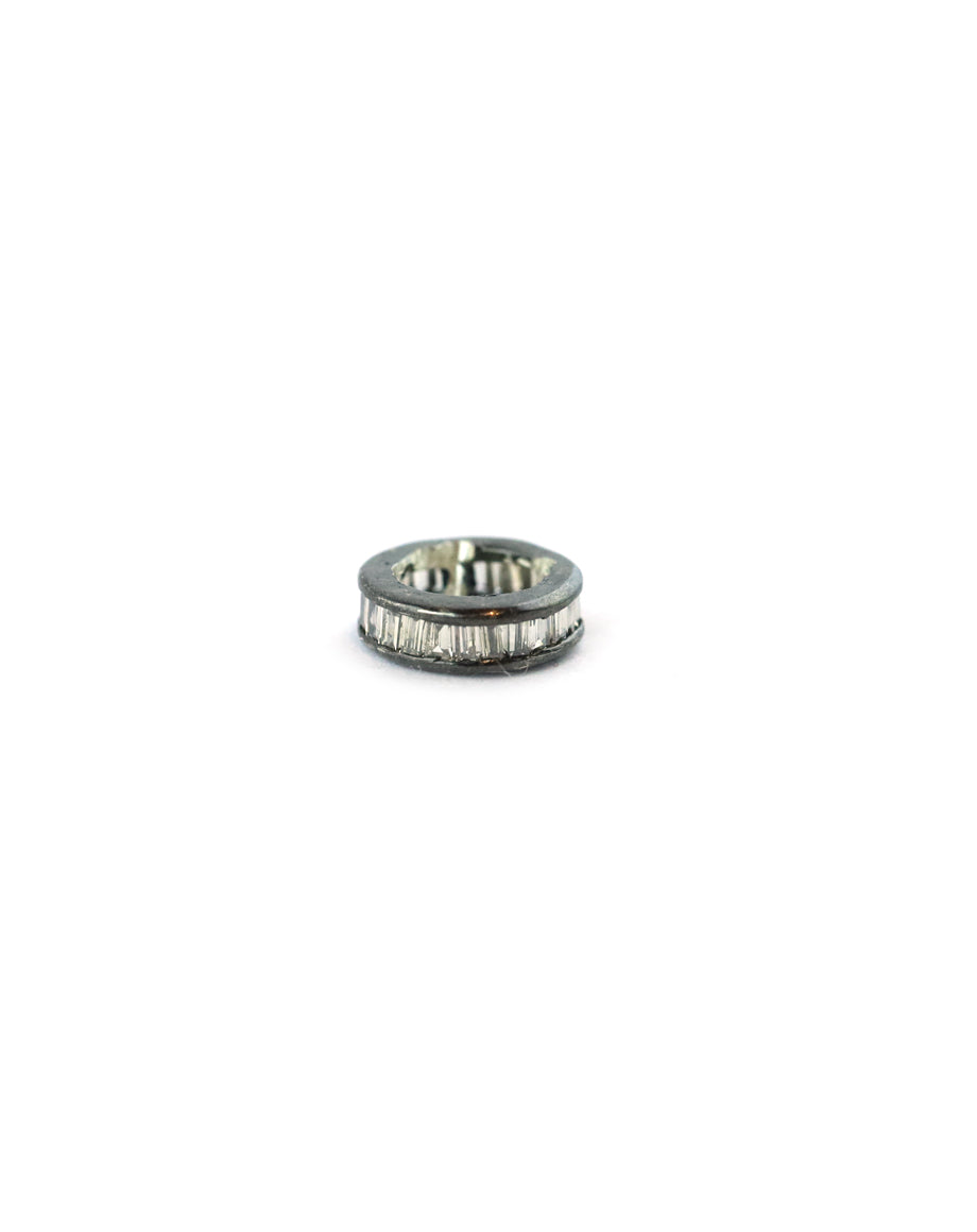 8mm Silver Baguette Diamond Round Spacer