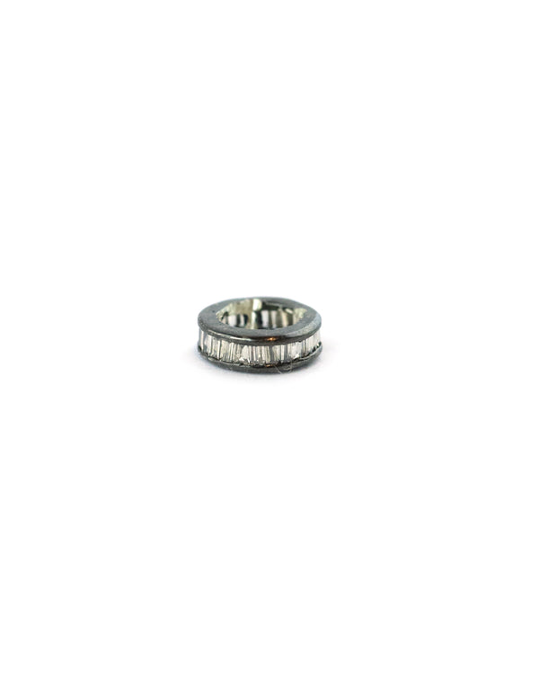 8mm Silver Baguette Diamond Round Spacer