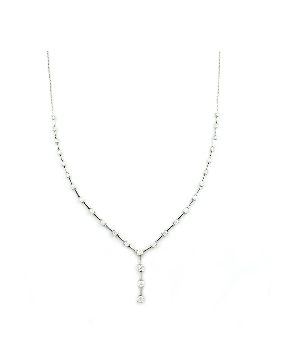 14K Gold 2ct Graduated Diamond & Bar Lariat Necklace