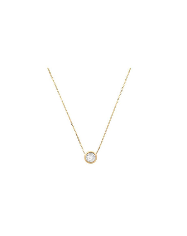 14K Gold Bezel Cupcake .05ct Diamond Necklace