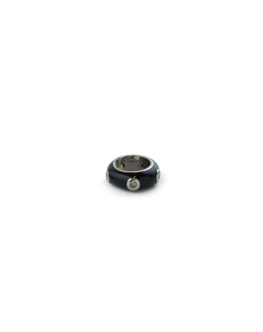 Mini Silver Black Enamel Dotted Diamond Spacer
