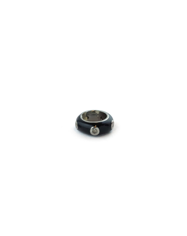 Mini Silver Black Enamel Dotted Diamond Spacer