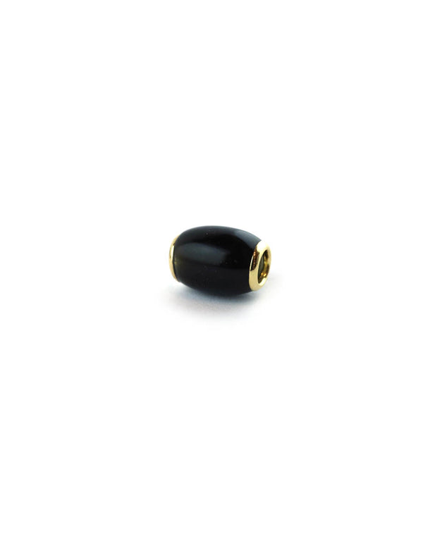 14K Gold Black Onyx Tube Spacer