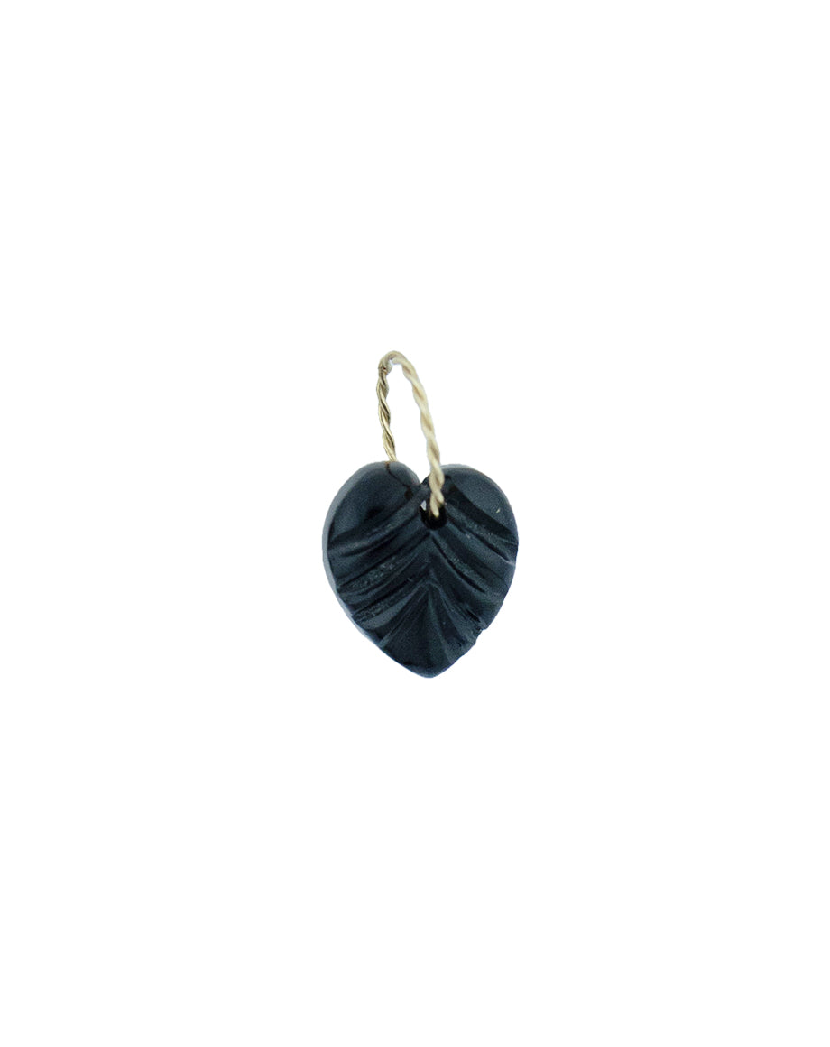 Small 14K Gold Black Onyx Scalloped Heart Charm