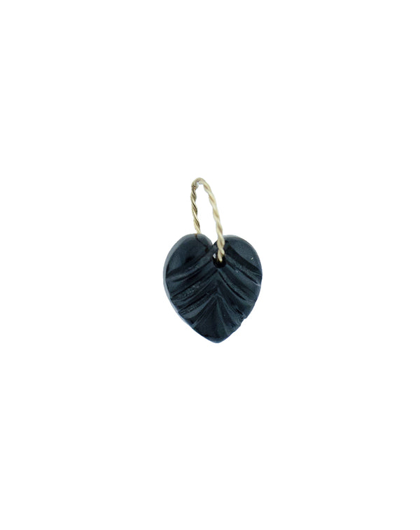 Small 14K Gold Black Onyx Scalloped Heart Charm
