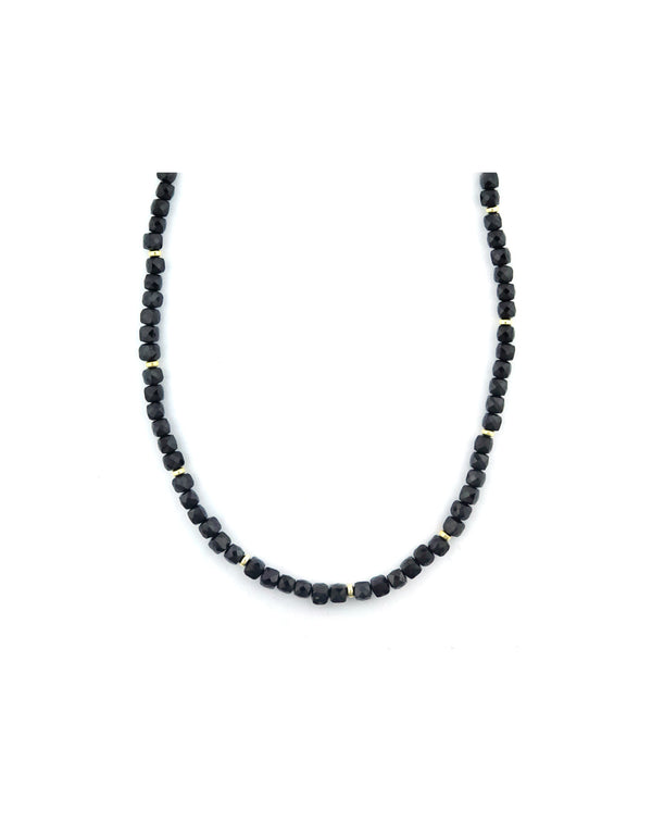 4mm Square Black Onyx Rondelle Necklace