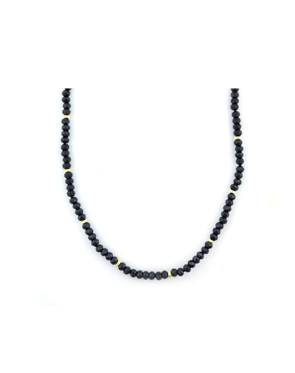 3mm Faceted Black Onyx Rondelle Necklace