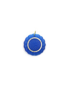14K Gold Blue Carved Cat's Eye Diamond Flower Pendant