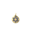 14K Gold Blue Sapphire Star of David Coin Charm