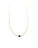 14K Gold 2.6ct Sapphire 2.55ct Diamond Tennis Necklace