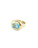 14K Gold Puffy Dome Blue Topaz Ring