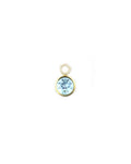 14K Gold Diamond Round Blue Topaz Earring Charm