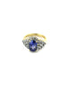 14K Gold Art Deco Diamond Sapphire Ring- size 6.5