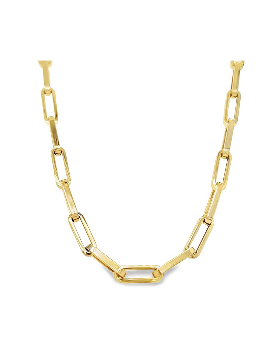 18" 14K Gold Modern Boxy Paperclip Necklace