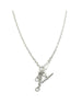 20" Bright Silver Lobster Lock T Bar Lariat Necklace