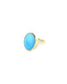 Large 14K Gold Oval Cabochon Turquoise Rings