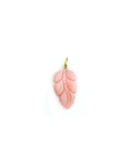 14K Gold Pink Carved Opal Leaf Charm