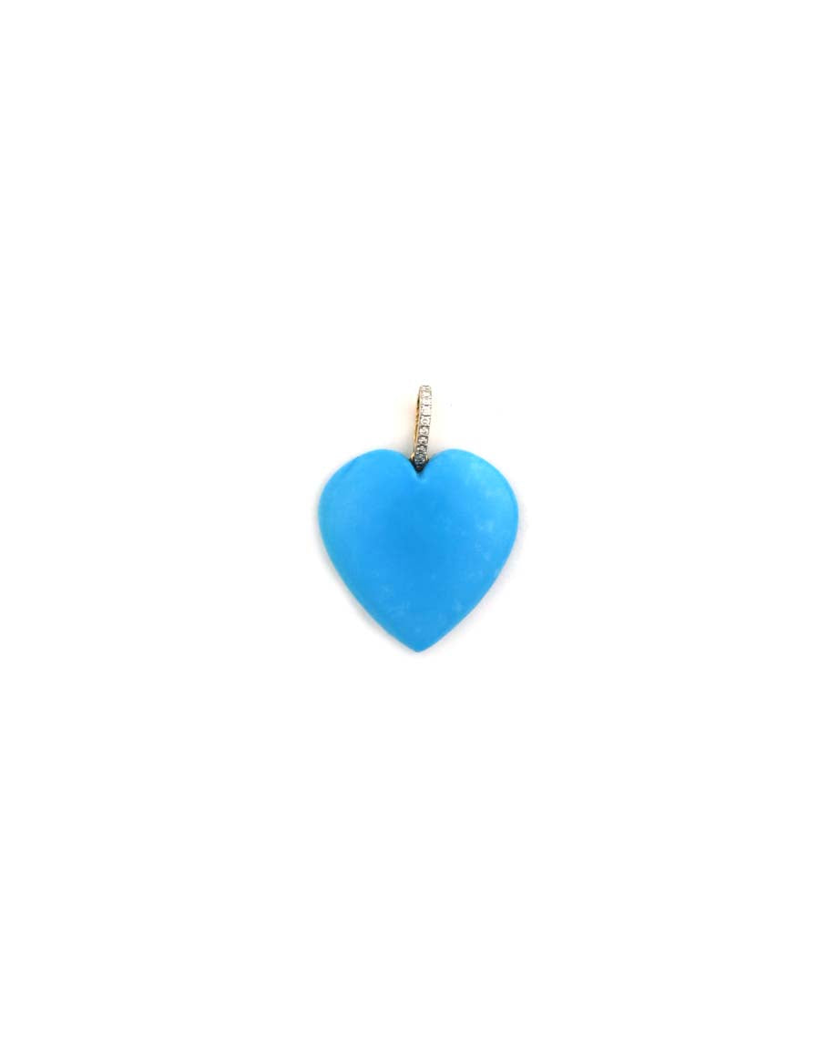 14k Turquoise Heart Diamond Bale Charm