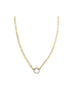 12mm Silver Diamond Lock Necklace: Champagne Zircon