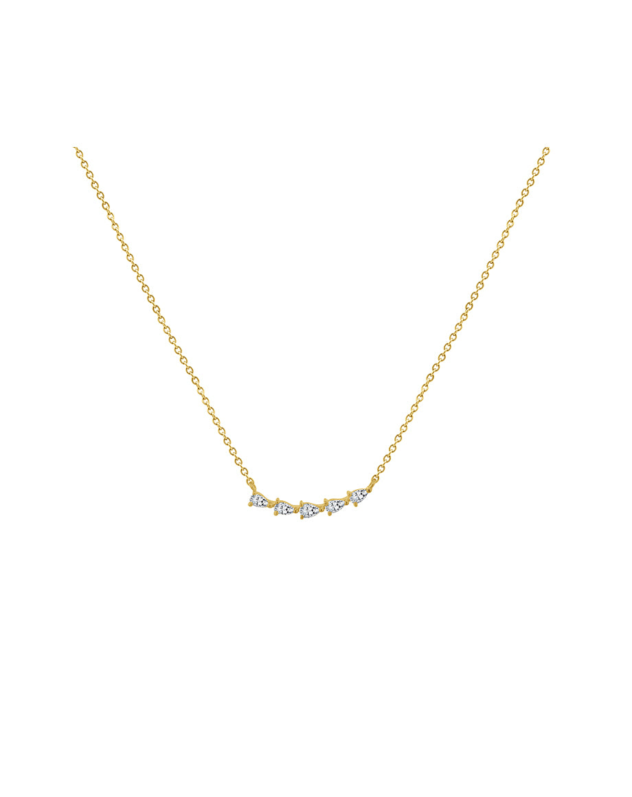 14K Gold Chasing Pear Diamond Necklace