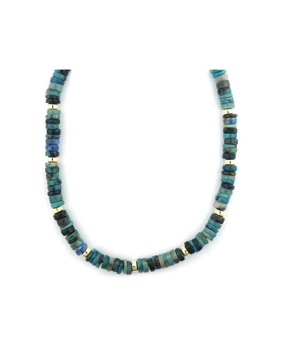 8mm Heishi Chrysocolla Rondelle Necklace
