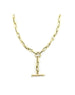 14K Gold Chunky Puffy Rectangle T-Bar Necklace