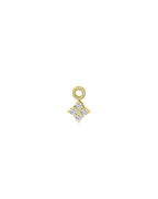 14K Gold Round Diamond Clover Earring Charm