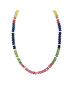 Color Block Multi Sapphire Cabochon Necklace