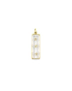 14K Gold Crystal Quartz Diamond Star Rectangle Pendant