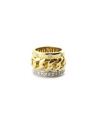 Chunky 14K Gold Cuban Link Diamond Edge Spacer