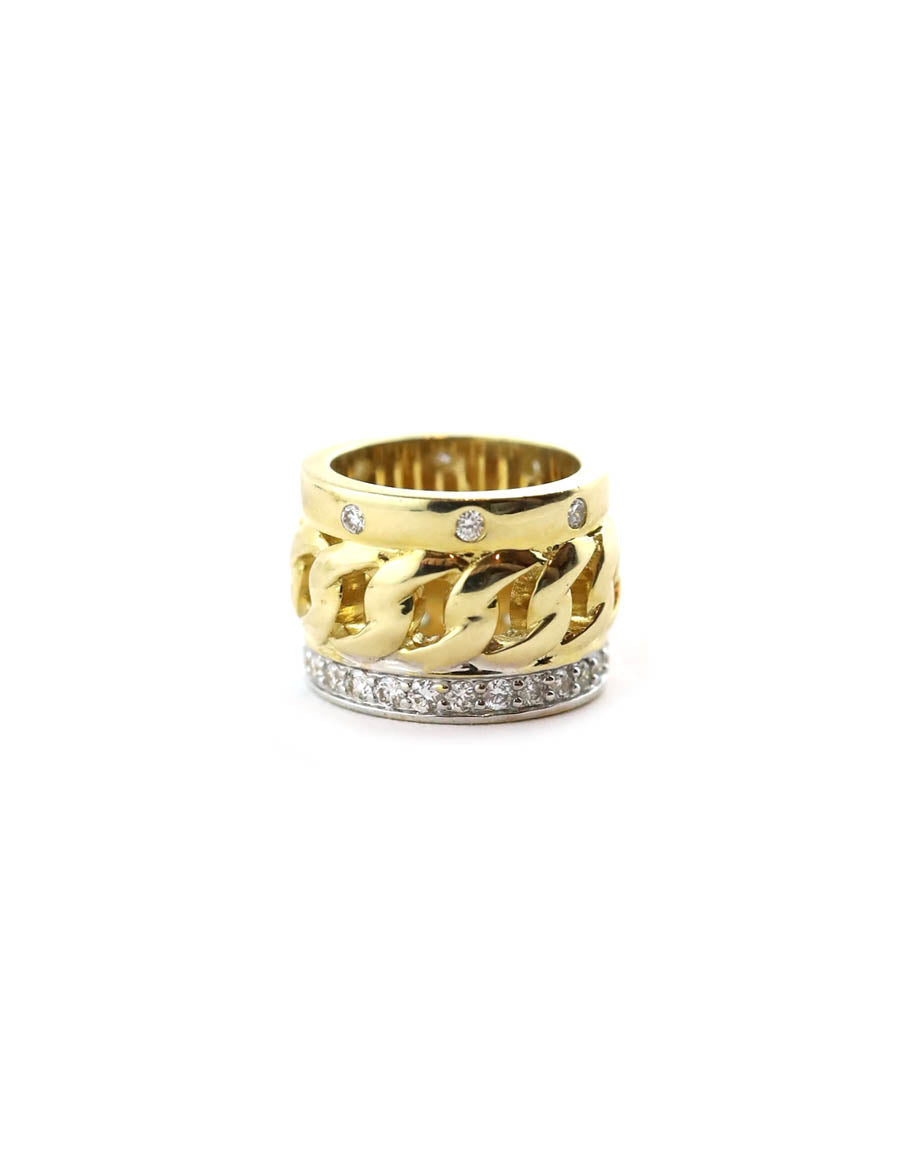 Chunky 14K Gold Cuban Link Diamond Edge Spacer