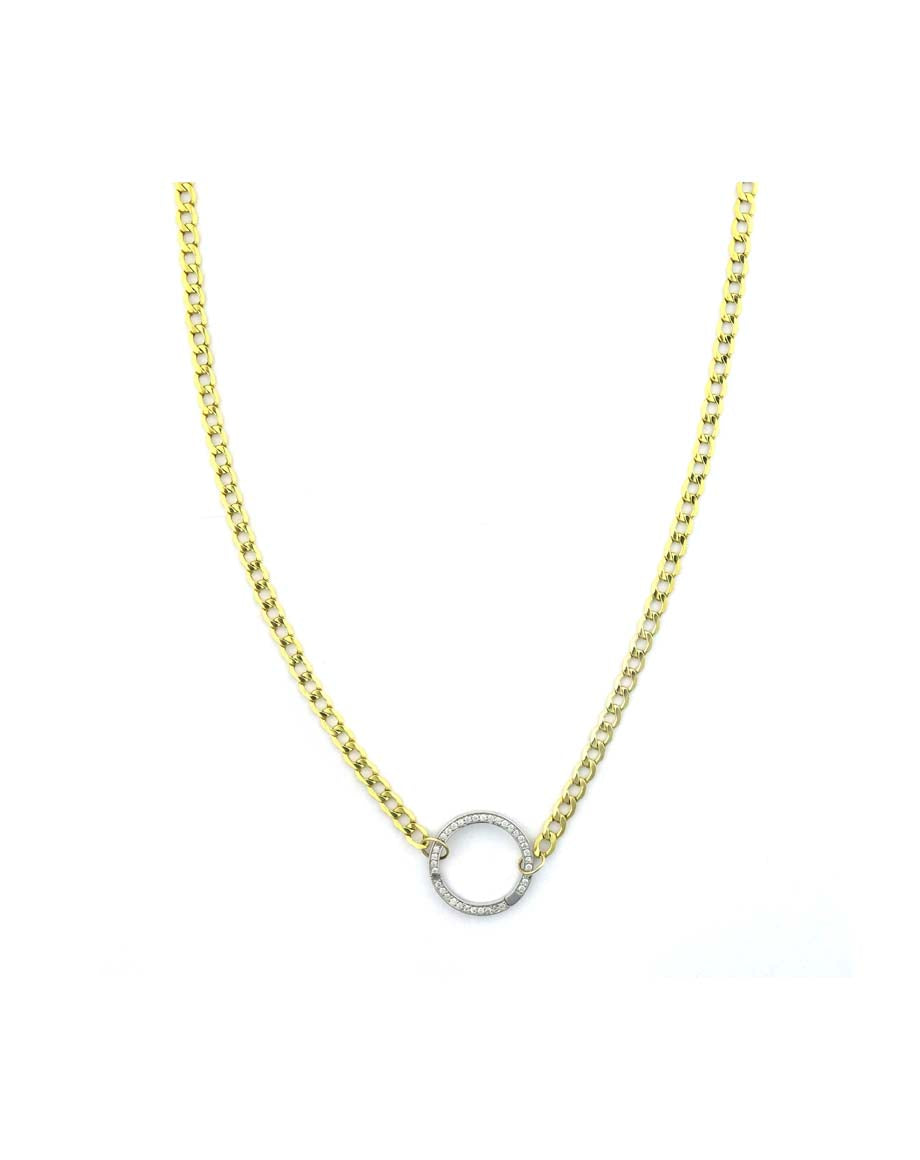 20" 14K Gold Cuban 17mm Diamond Lock Necklace