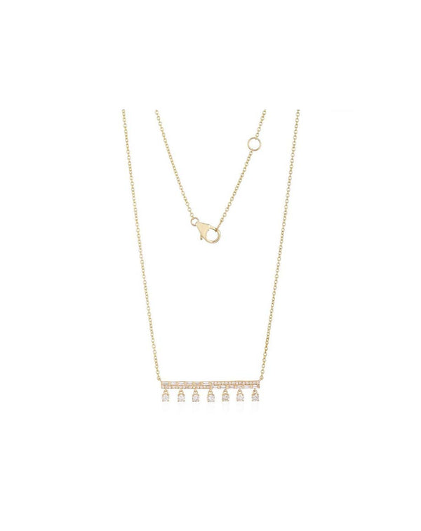 14K Gold Diamond Tassel Bar Necklace