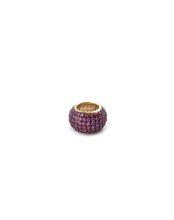 14K Gold Pave Dark Pink Sapphire Donut Spacer