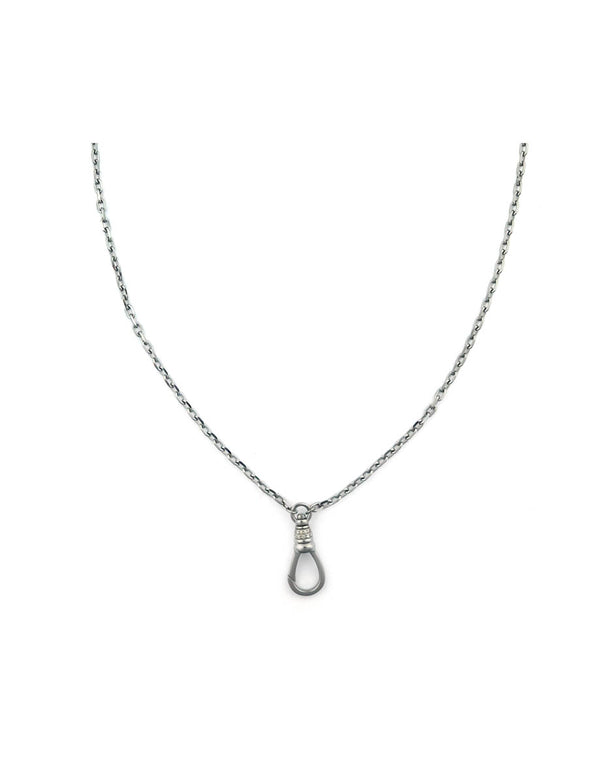24" Dark Silver Diamond Lobster Clasp Lock Necklace