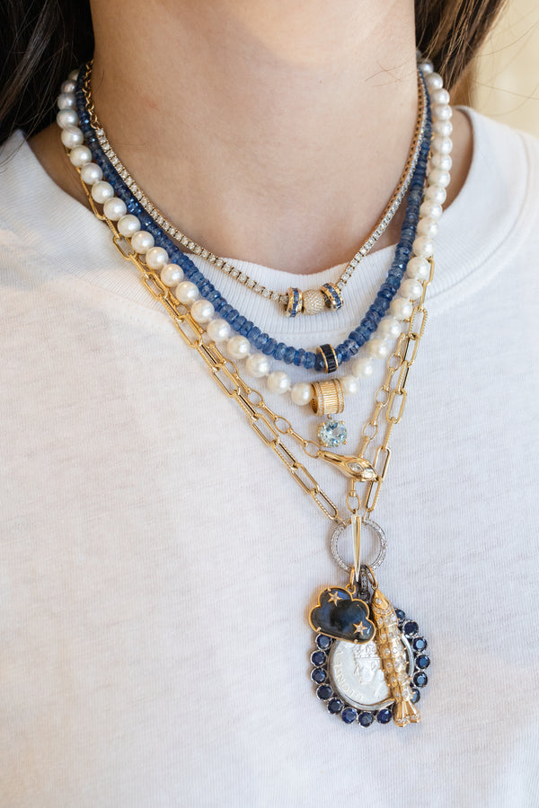 17mm WG Lock + textured Paperclip Necklace