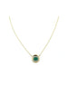 14K Gold Emerald Diamond Disk Necklace