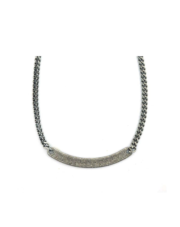 Thick Silver Diamond ID Cuban Necklace