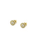 14K Gold Round & Pave Diamond Circle Studs