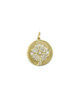 14K Gold Diamond Four Leaf Clover Disc Charm
