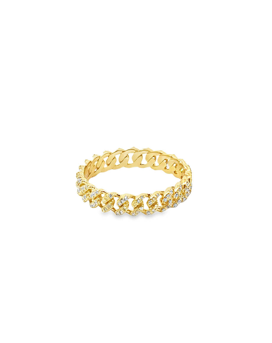 14K Gold Diamond Cuban Link Eternity Ring