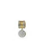 14K Gold Thick Ridged Diamond Disk Charm Spacer